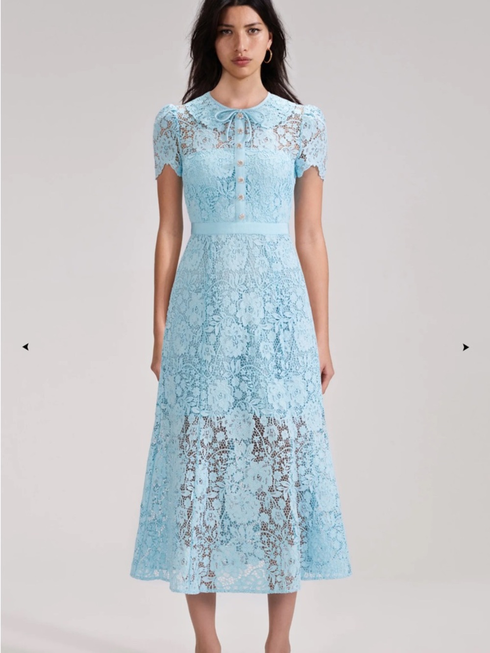 Women's Light Blue Lace Fit & Flare Dress - Picture 3 of 3